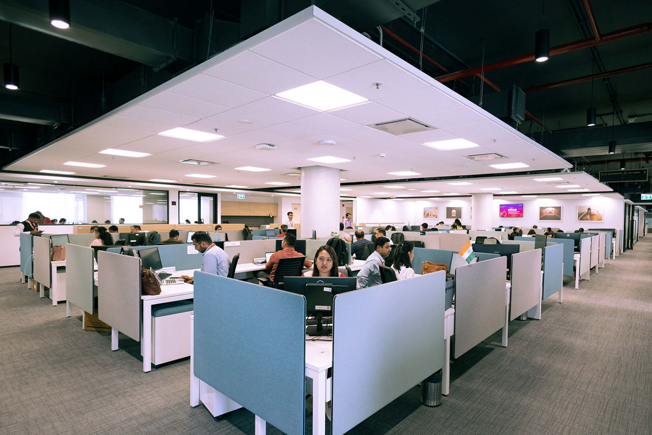 Employees at work at the Air India corporate headquarters