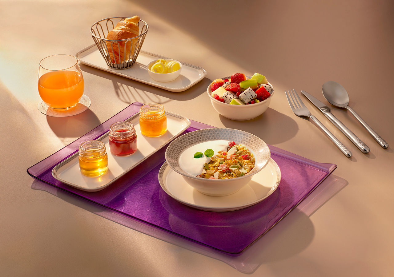 Business Class tableware and glassware