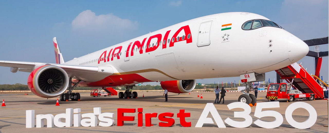 Honorable minister of civil aviation Jyotiraditya Scindia inaugurates India's and air India's first Airbus A350 